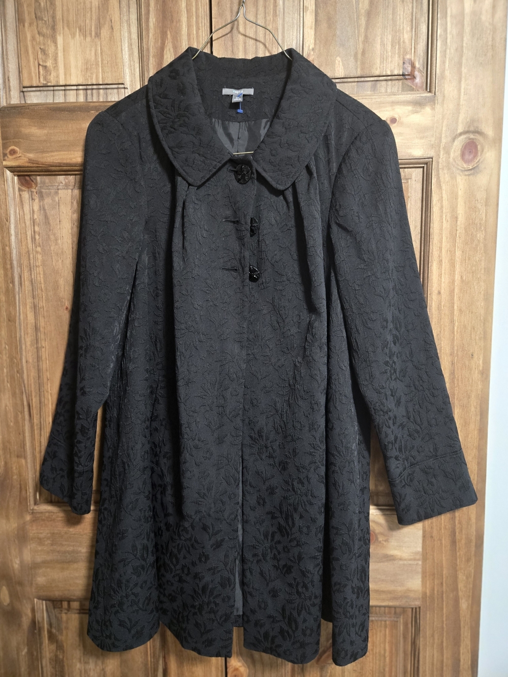 Apt. 9 Black Embossed Floral Pea Coat